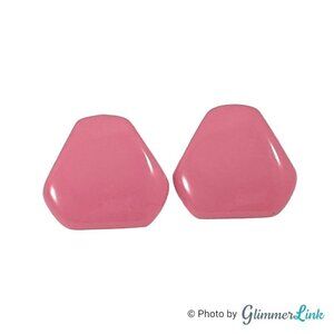 Vintage Hong Kong Pink Plastic Triangular Pierced Earrings